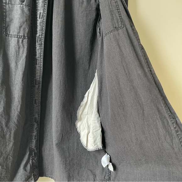 MADEWELL Washed Black Denim Long Sleeve Button Front Shirtdress - Picture 12 of 14